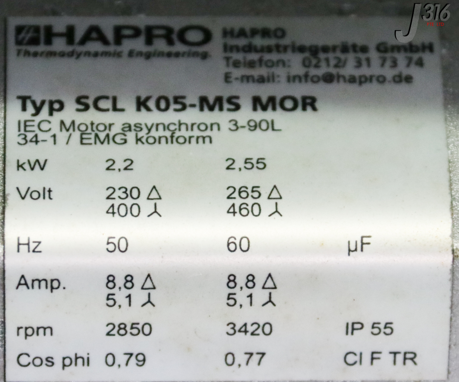33744 HAPRO REGENERATIVE BLOWER, 2850-3420RPM (NEW) SCL K05-MS MOR
